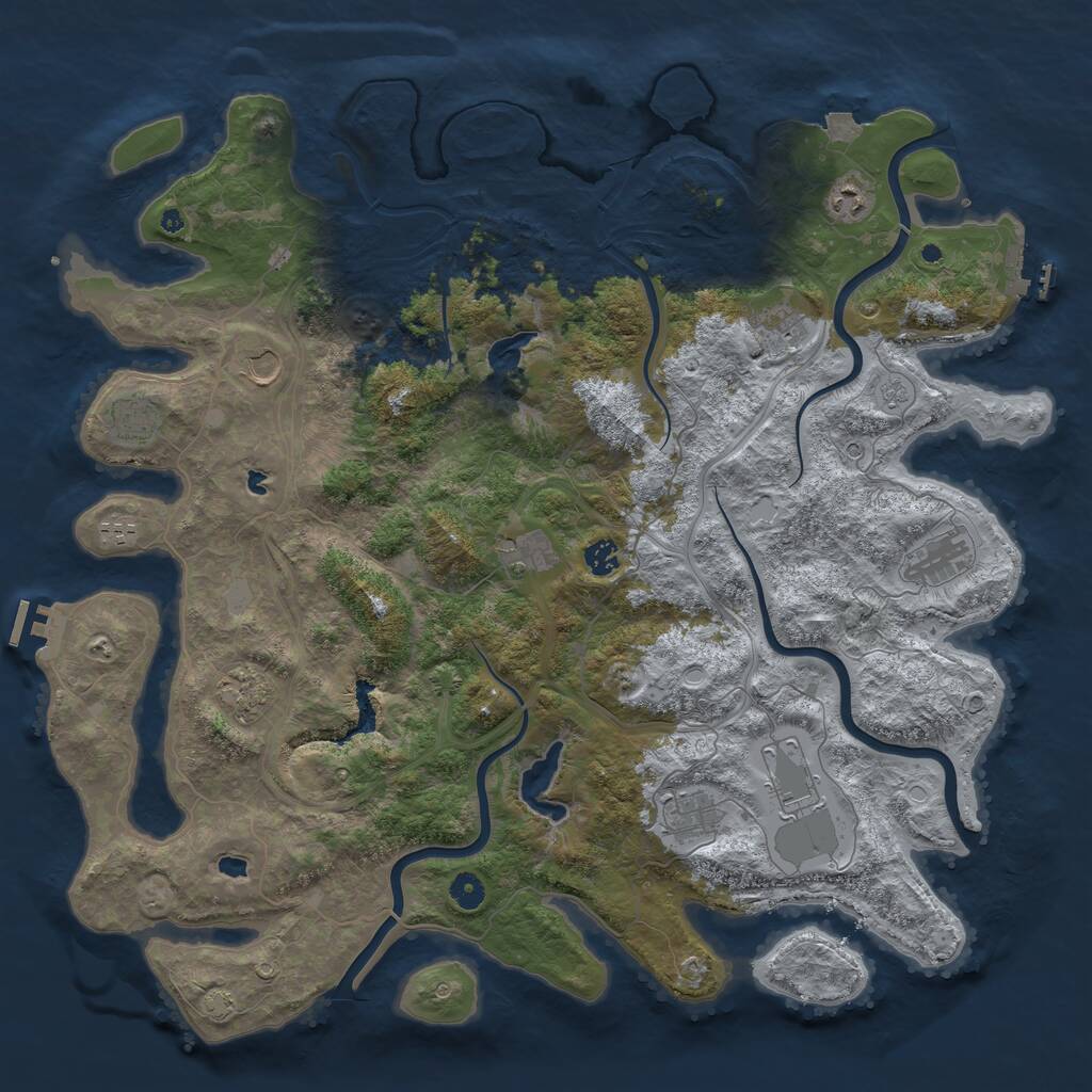 Rust Map: Procedural Map, Size: 4700, Seed: 33016321, 17 Monuments