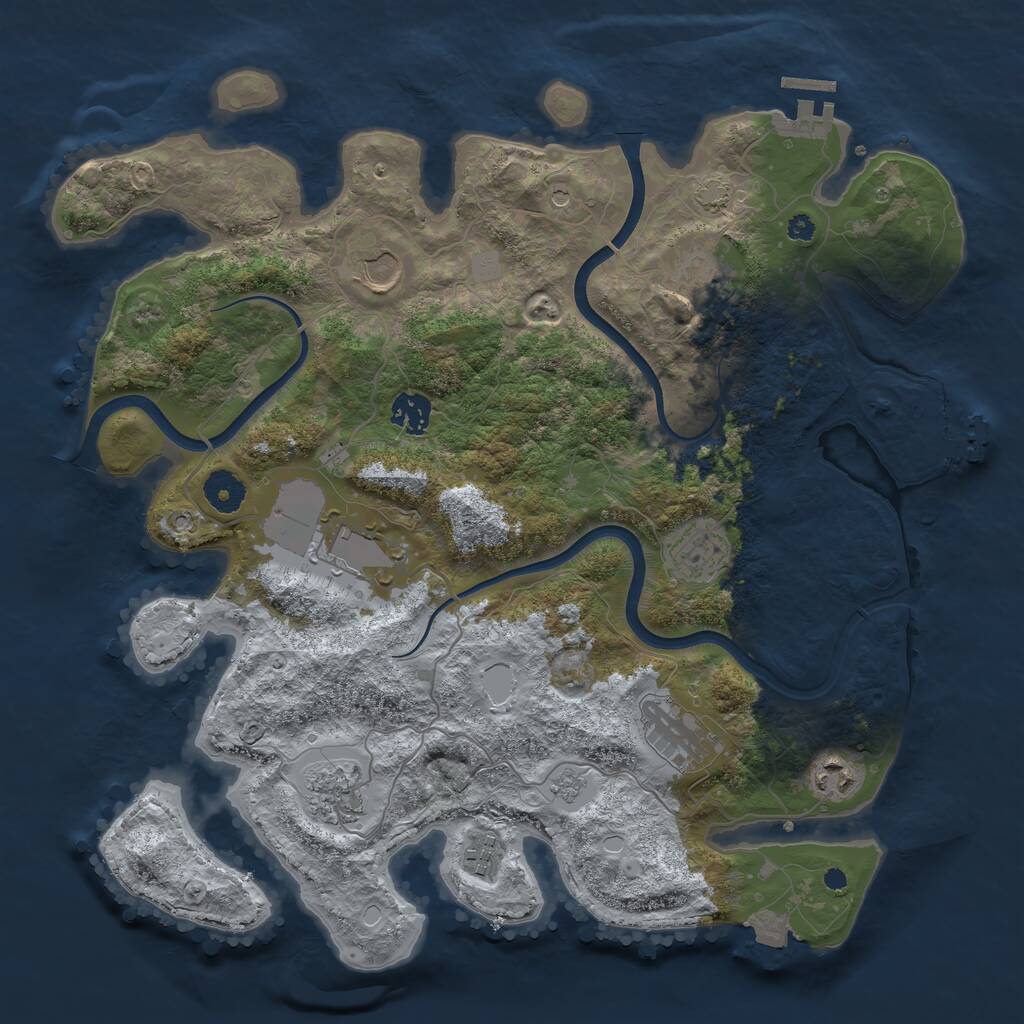 Rust Map: Procedural Map, Size: 3750, Seed: 1941862404, 15 Monuments