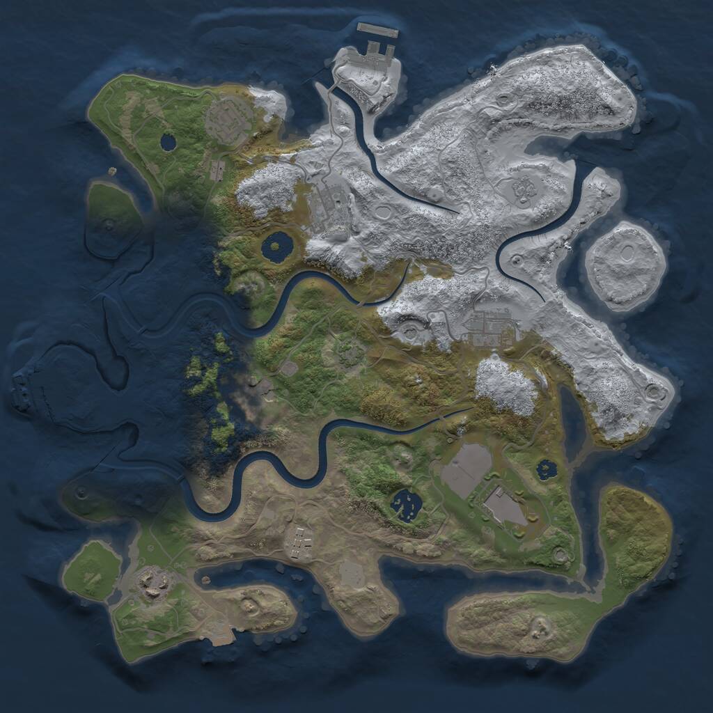 Rust Map: Procedural Map, Size: 3500, Seed: 775897124, 14 Monuments