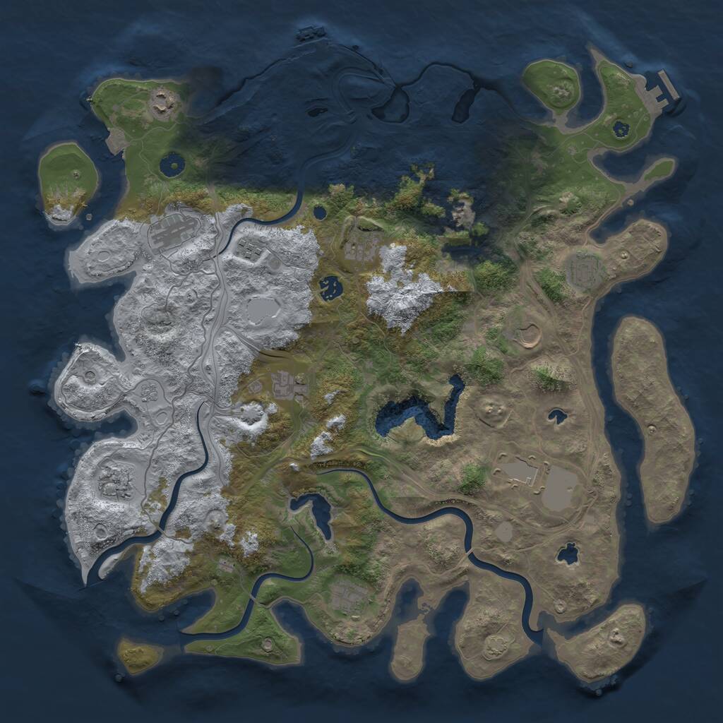 Rust Map: Procedural Map, Size: 4500, Seed: 2002836238, 17 Monuments