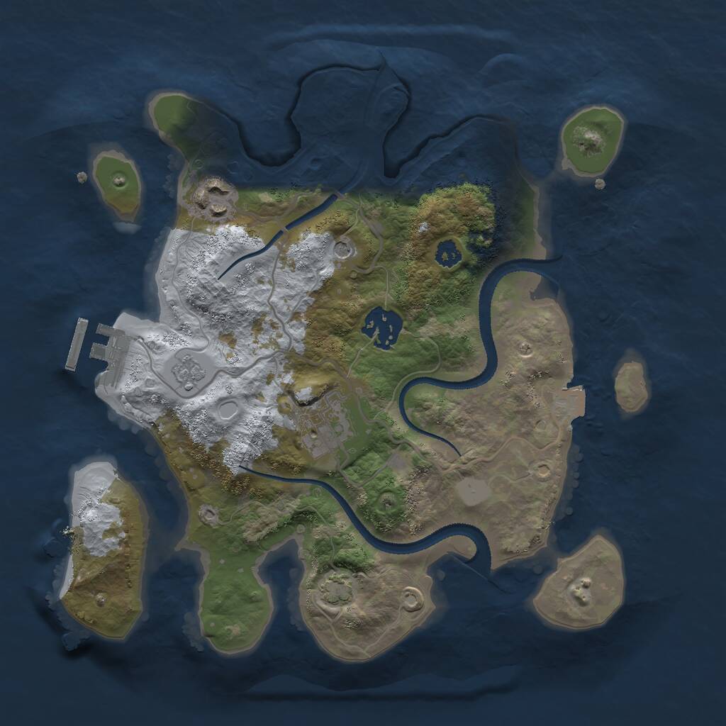 Rust Map: Procedural Map, Size: 2750, Seed: 283712983, 8 Monuments