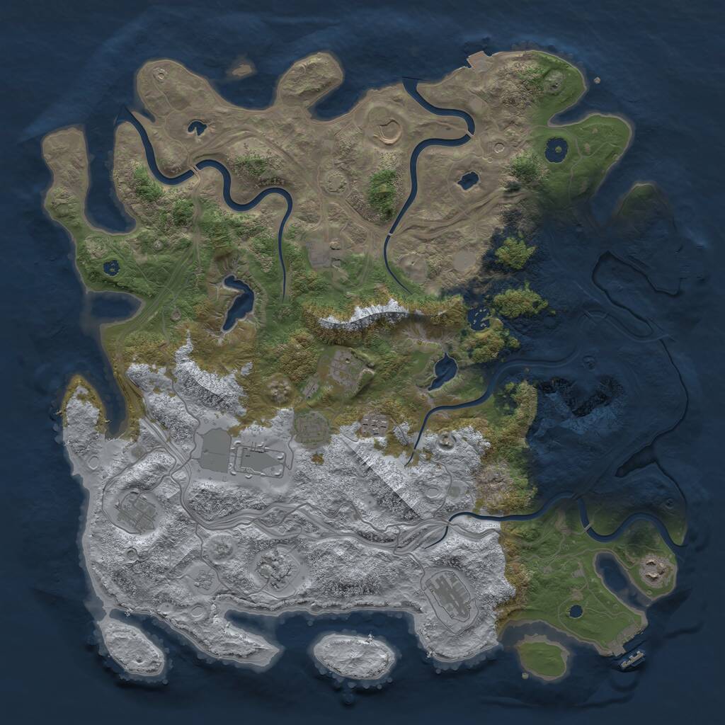 Rust Map: Procedural Map, Size: 4500, Seed: 646509112, 17 Monuments