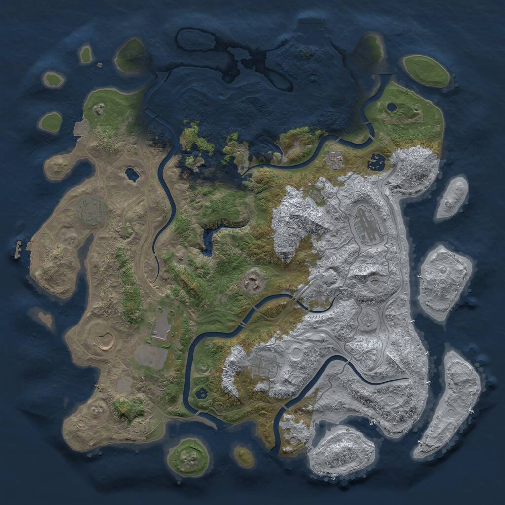 Rust Map: Procedural Map, Size: 4250, Seed: 807560527, 14 Monuments