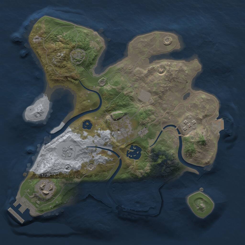 Rust Map: Procedural Map, Size: 2500, Seed: 1844623090, 9 Monuments