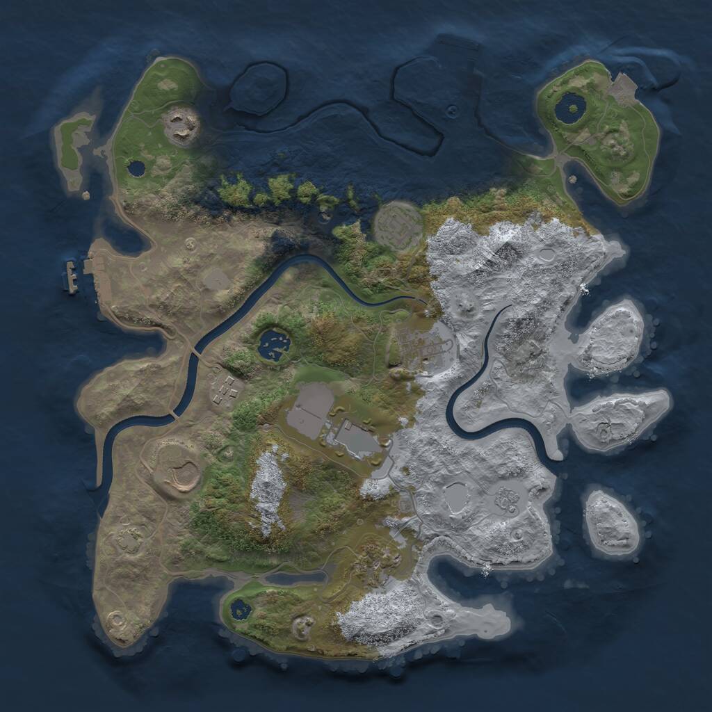 Rust Map: Procedural Map, Size: 3500, Seed: 1166, 14 Monuments