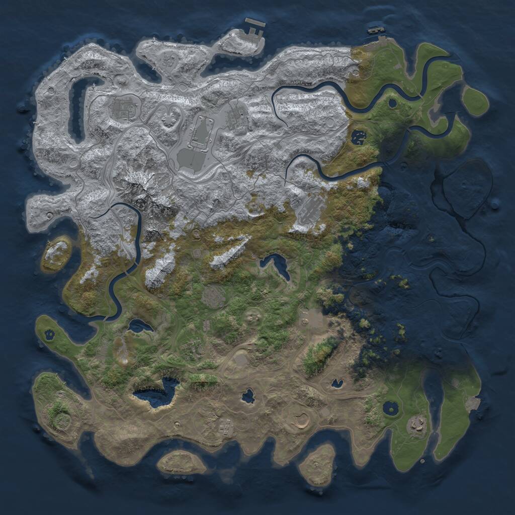 Rust Map: Procedural Map, Size: 5000, Seed: 2104184283, 17 Monuments