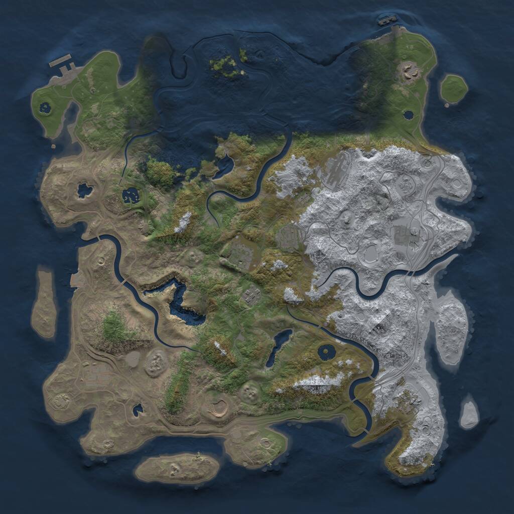 Rust Map: Procedural Map, Size: 4500, Seed: 1961656196, 16 Monuments