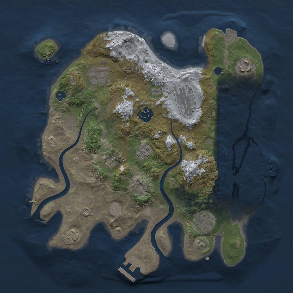 Rust Map: Procedural Map, Size: 3000, Seed: 251645, 12 Monuments