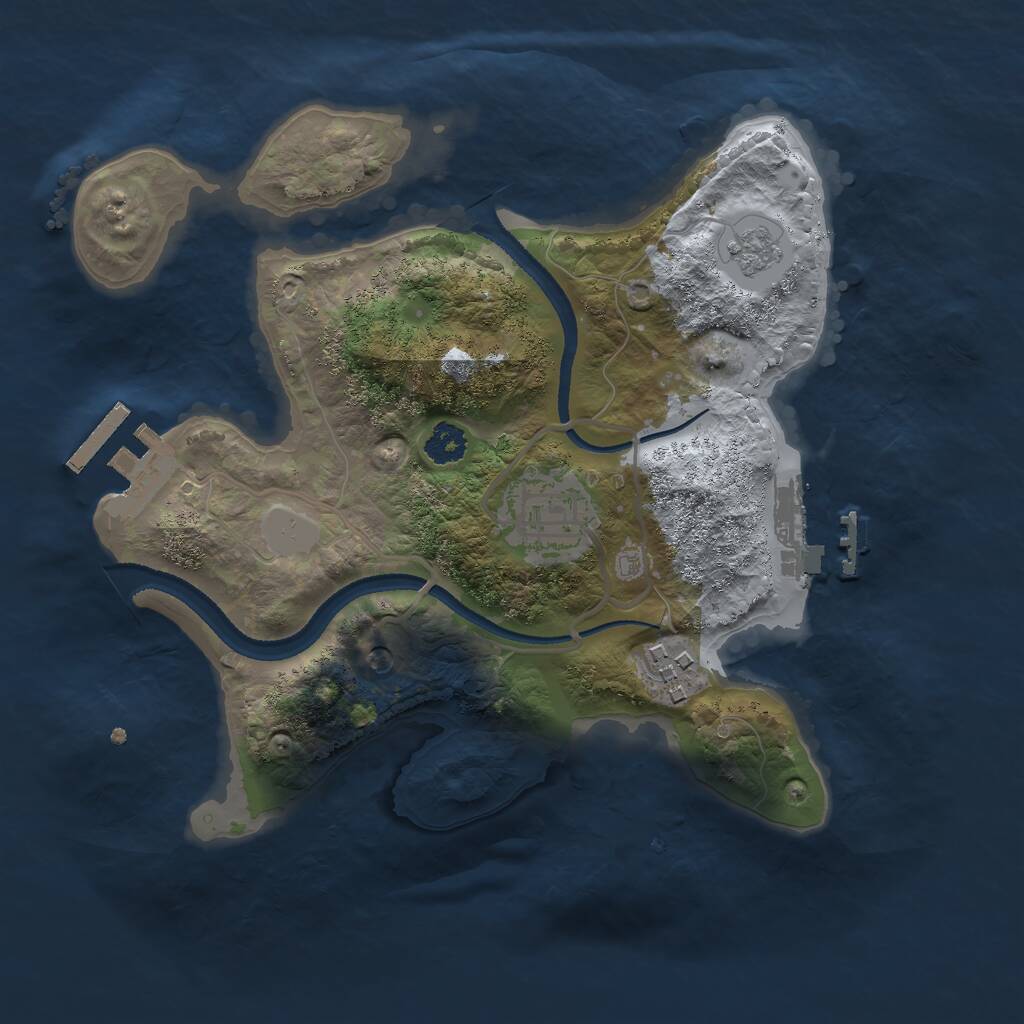 Rust Map: Procedural Map, Size: 2500, Seed: 1167960475, 7 Monuments