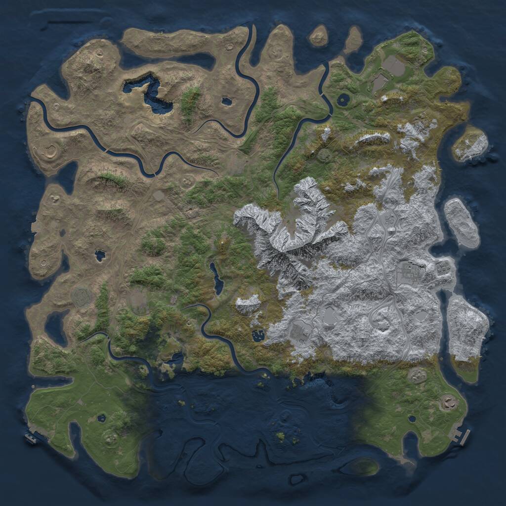 Rust Map: Procedural Map, Size: 6000, Seed: 1004753808, 17 Monuments