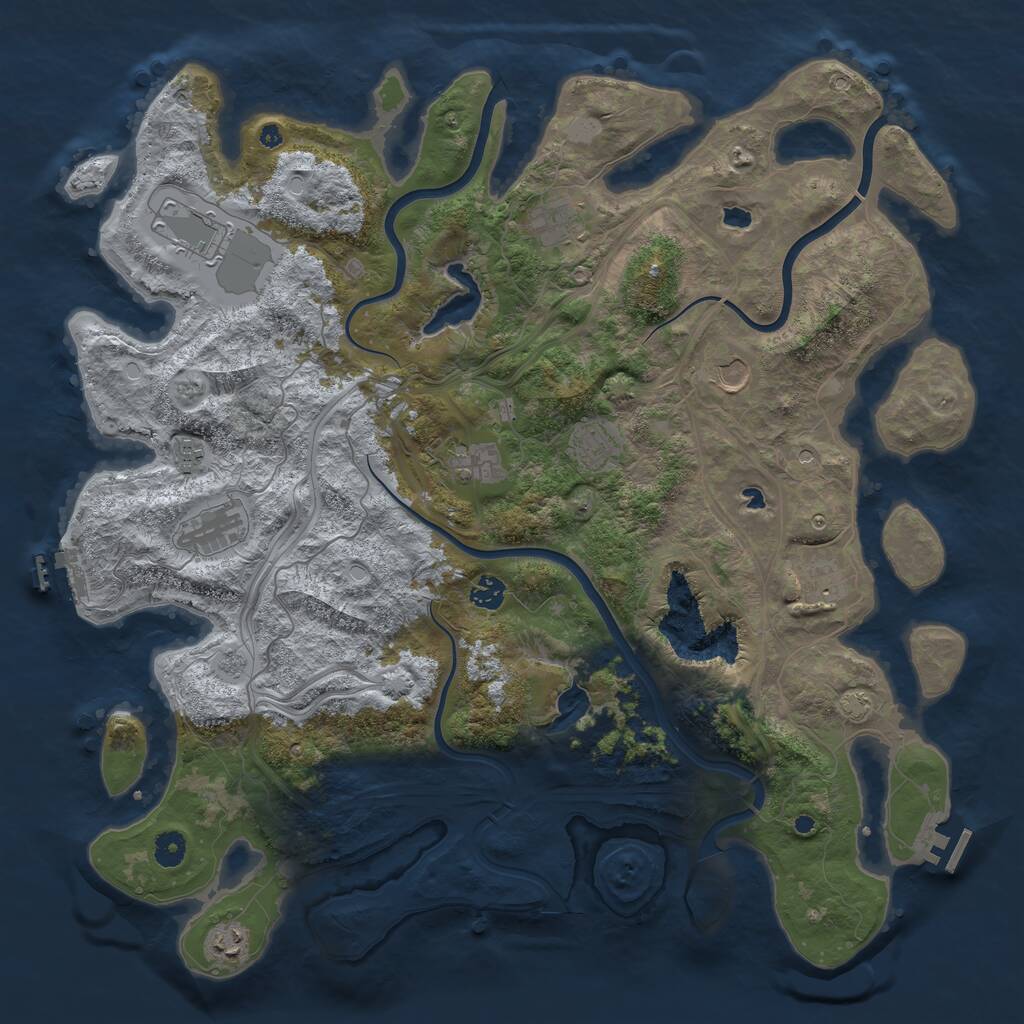 Rust Map: Procedural Map, Size: 4500, Seed: 269442228, 16 Monuments