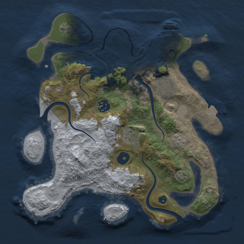 Rust Map: Procedural Map, Size: 3000, Seed: 16797092, 9 Monuments