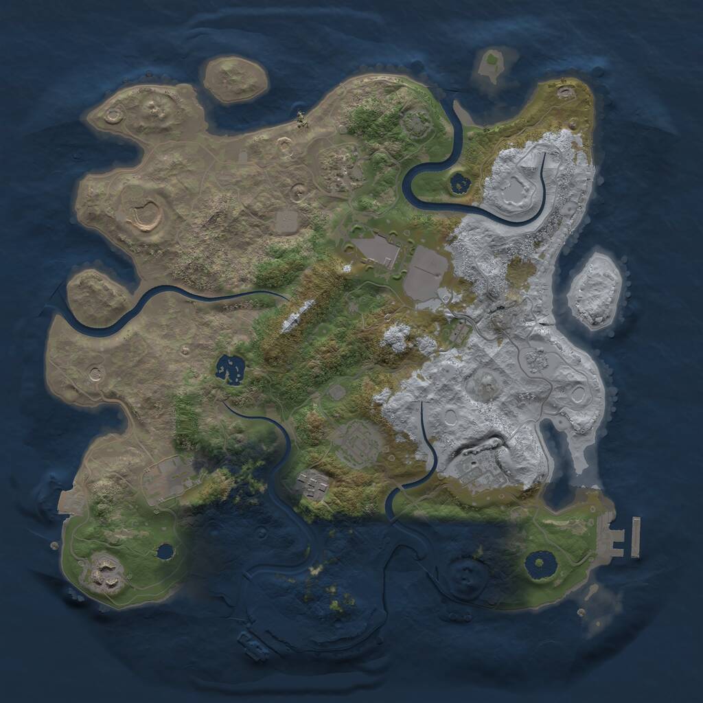 Rust Map: Procedural Map, Size: 3500, Seed: 83404, 15 Monuments