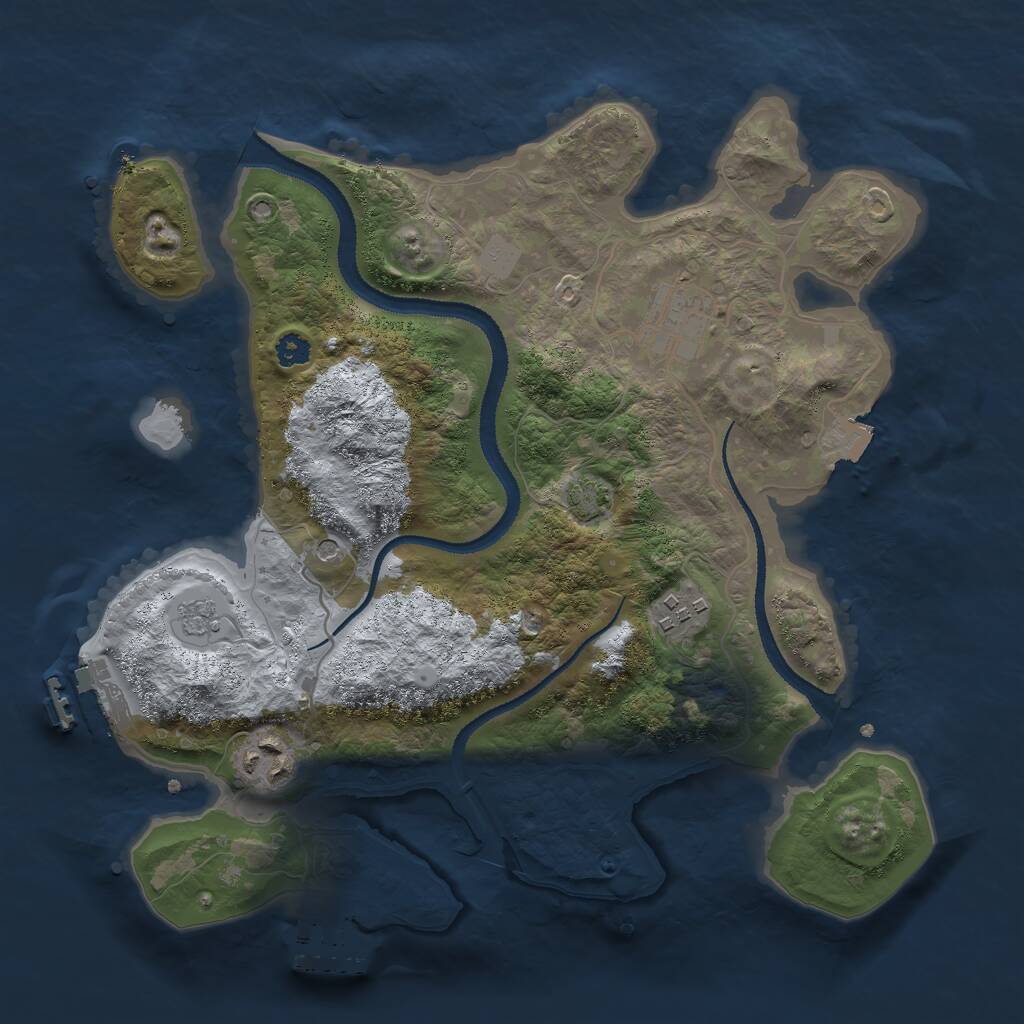 Rust Map: Procedural Map, Size: 3000, Seed: 1554481257, 9 Monuments