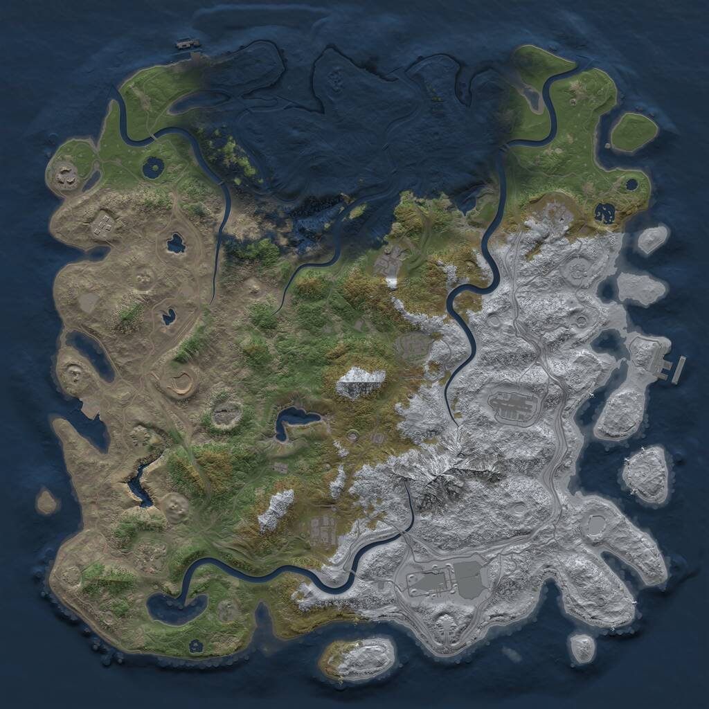 Rust Map: Procedural Map, Size: 5000, Seed: 227429, 17 Monuments