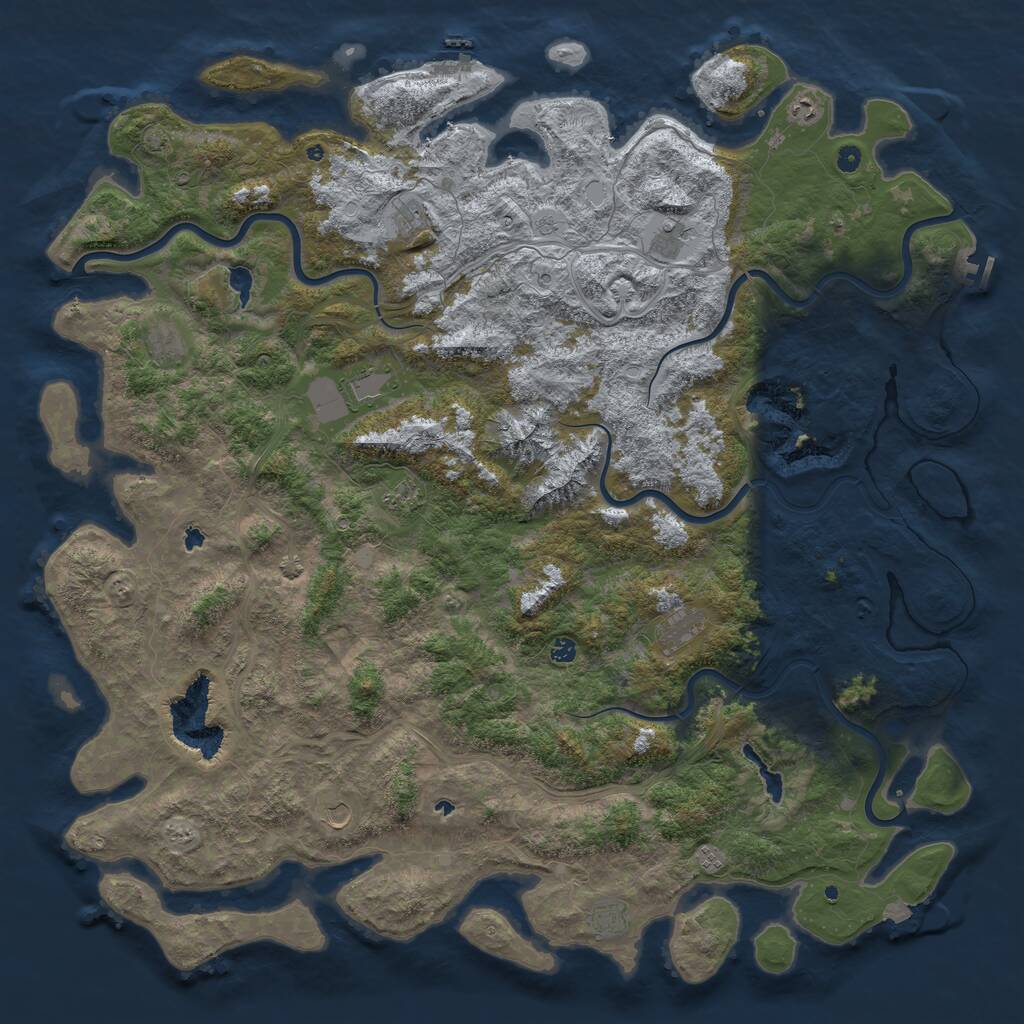 Rust Map: Procedural Map, Size: 6000, Seed: 363458447, 17 Monuments