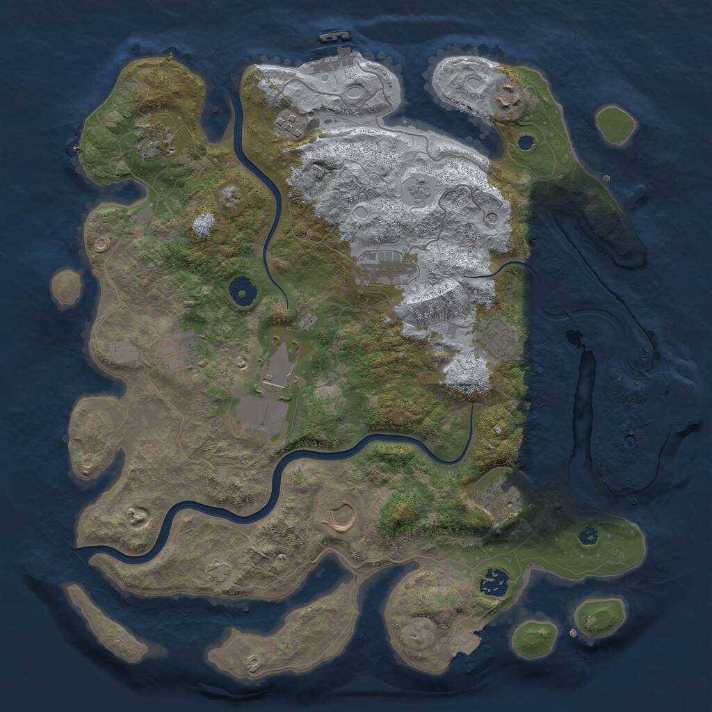 Rust Map: Procedural Map, Size: 3800, Seed: 2064900959, 16 Monuments