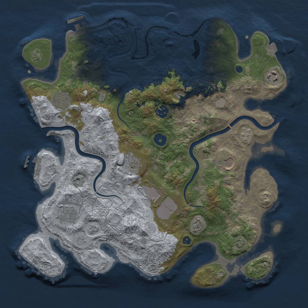 Rust Map: Procedural Map, Size: 3700, Seed: 232816, 14 Monuments