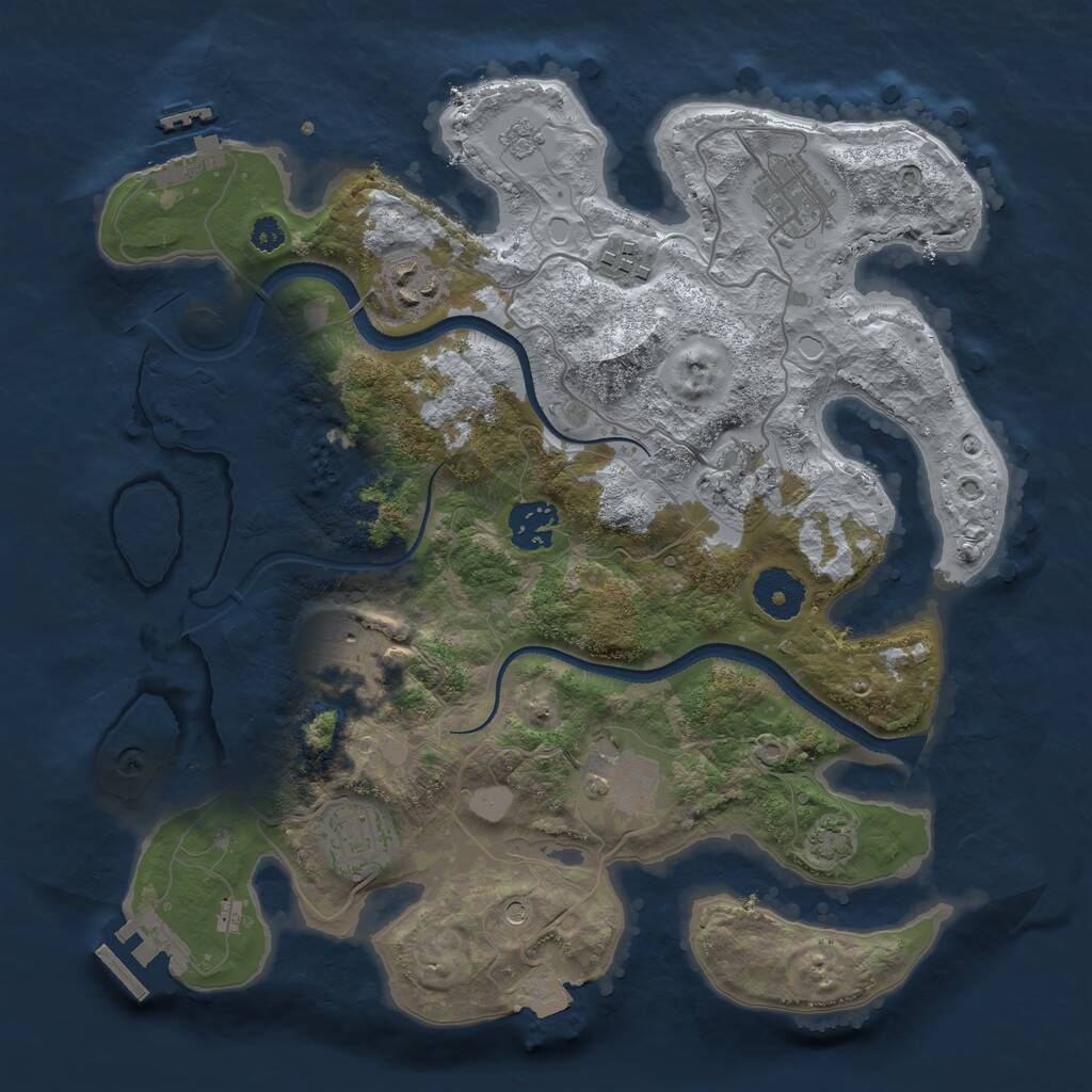 Rust Map: Procedural Map, Size: 3250, Seed: 2126337381, 14 Monuments