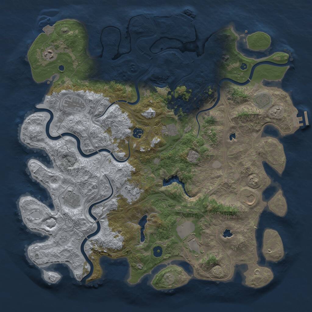 Rust Map: Procedural Map, Size: 4500, Seed: 1622075194, 16 Monuments