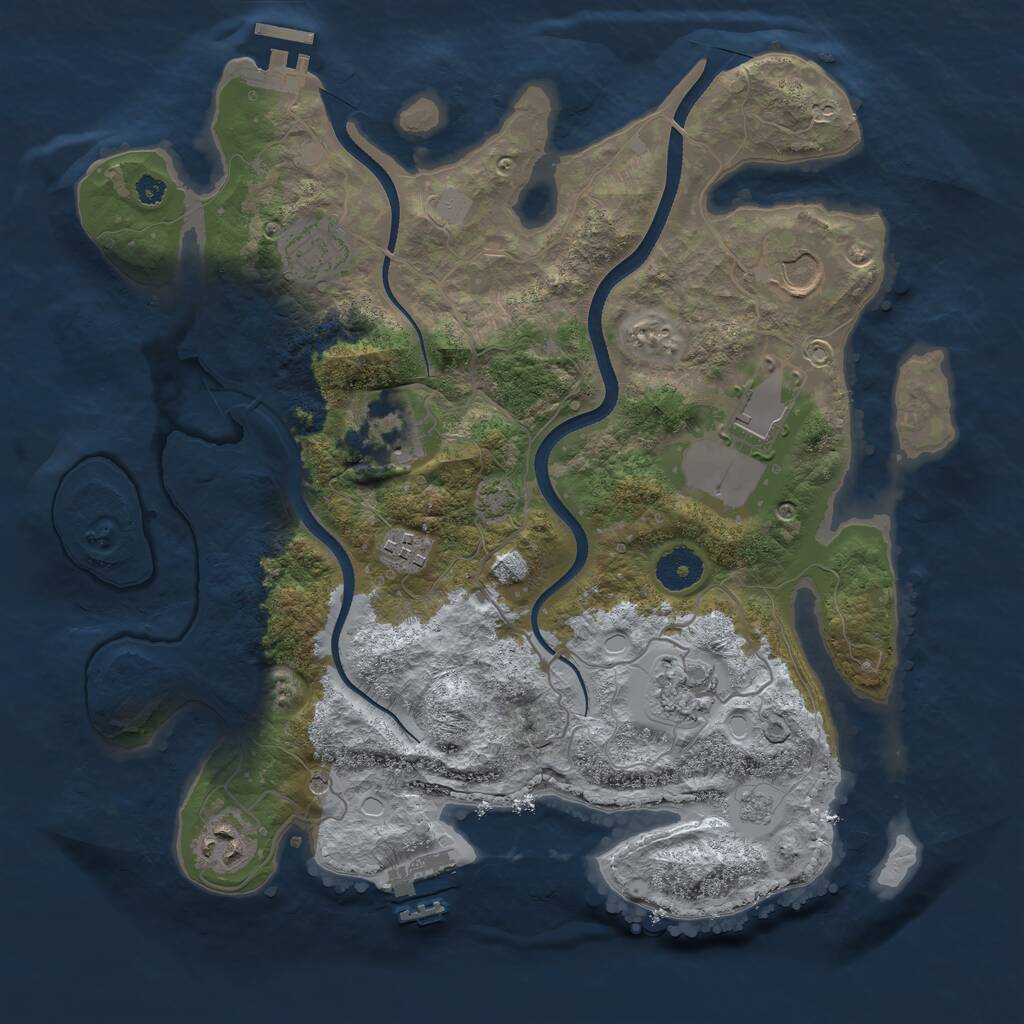 Rust Map: Procedural Map, Size: 3500, Seed: 750837596, 13 Monuments