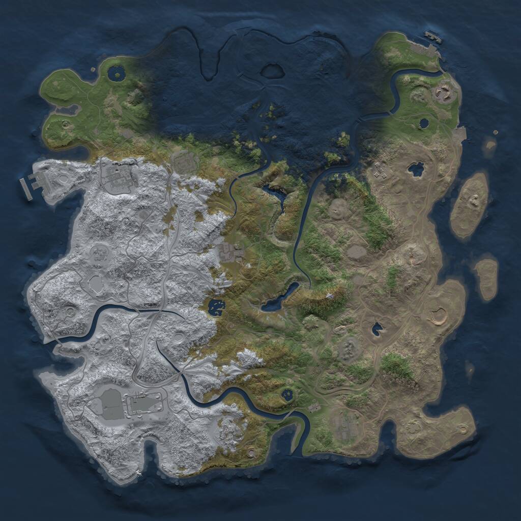 Rust Map: Procedural Map, Size: 4500, Seed: 41000, 16 Monuments