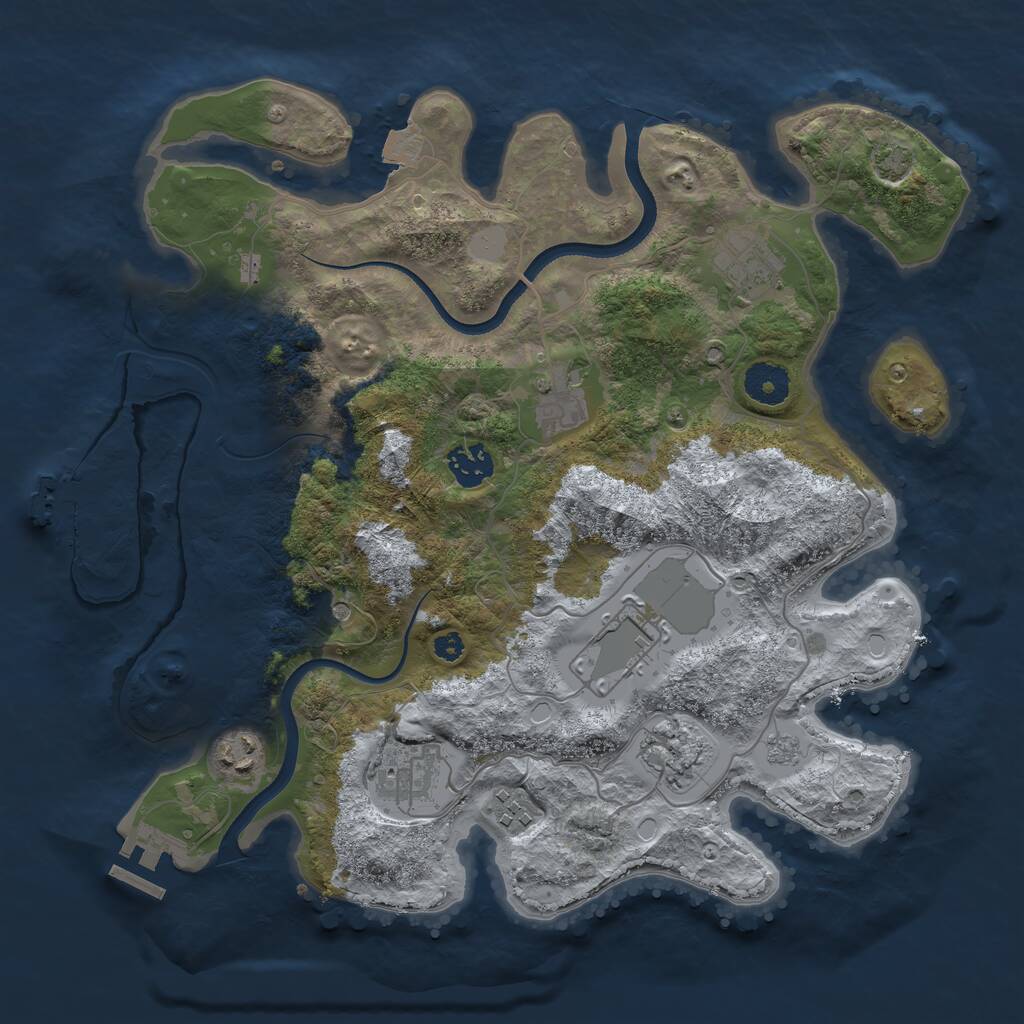Rust Map: Procedural Map, Size: 3500, Seed: 740277476, 14 Monuments