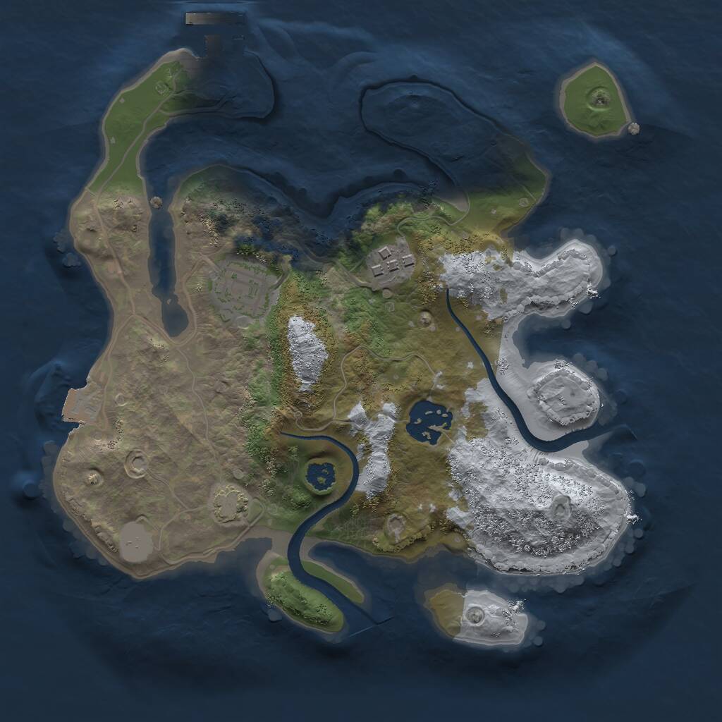 Rust Map: Procedural Map, Size: 2500, Seed: 539684, 6 Monuments