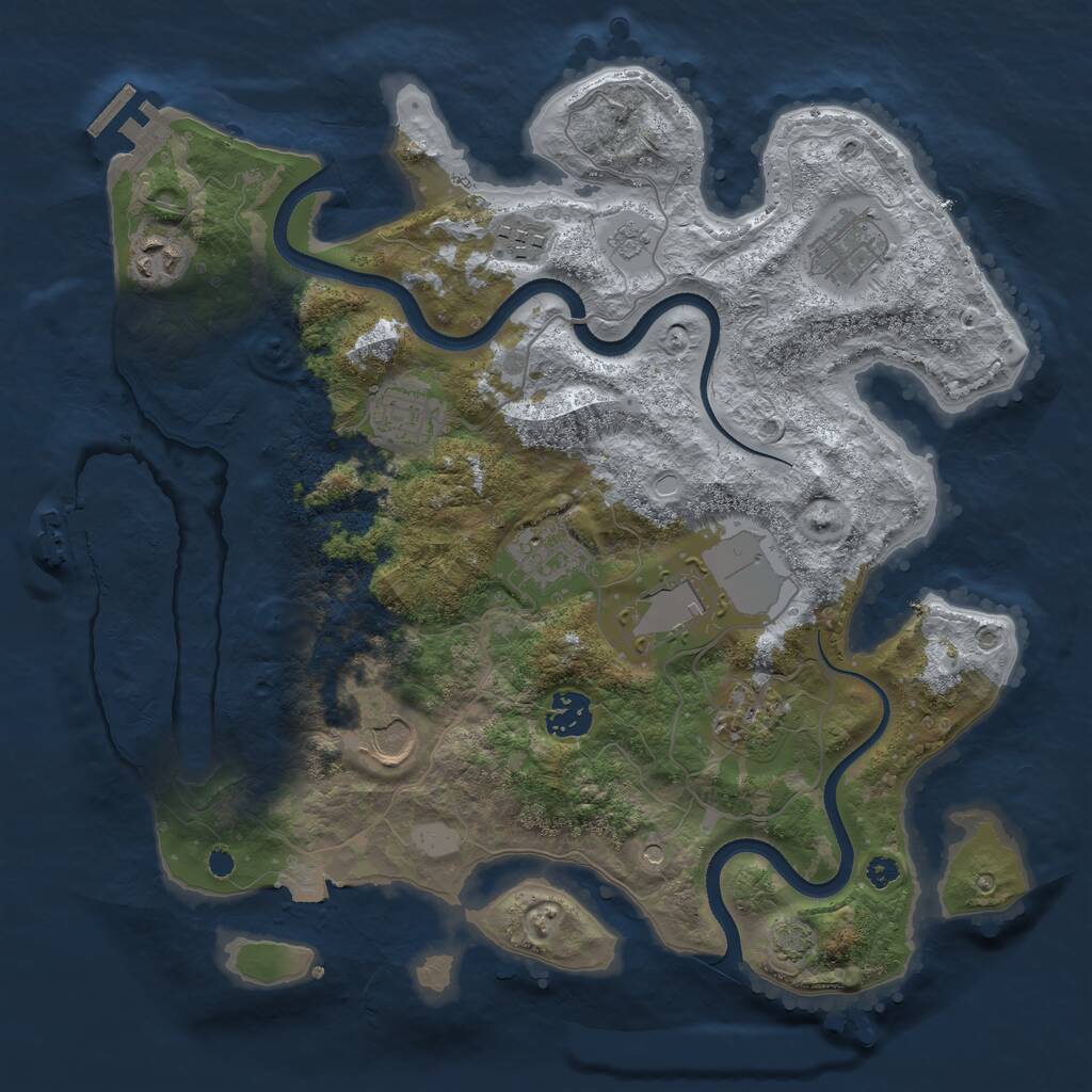 Rust Map: Procedural Map, Size: 3500, Seed: 73425910, 15 Monuments