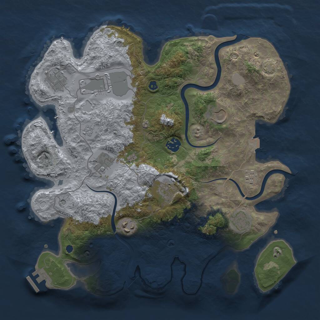 Rust Map: Procedural Map, Size: 3500, Seed: 769423673, 14 Monuments