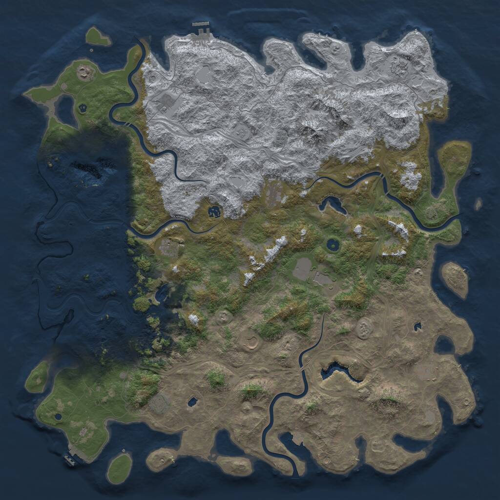 Rust Map: Procedural Map, Size: 6000, Seed: 25665, 17 Monuments