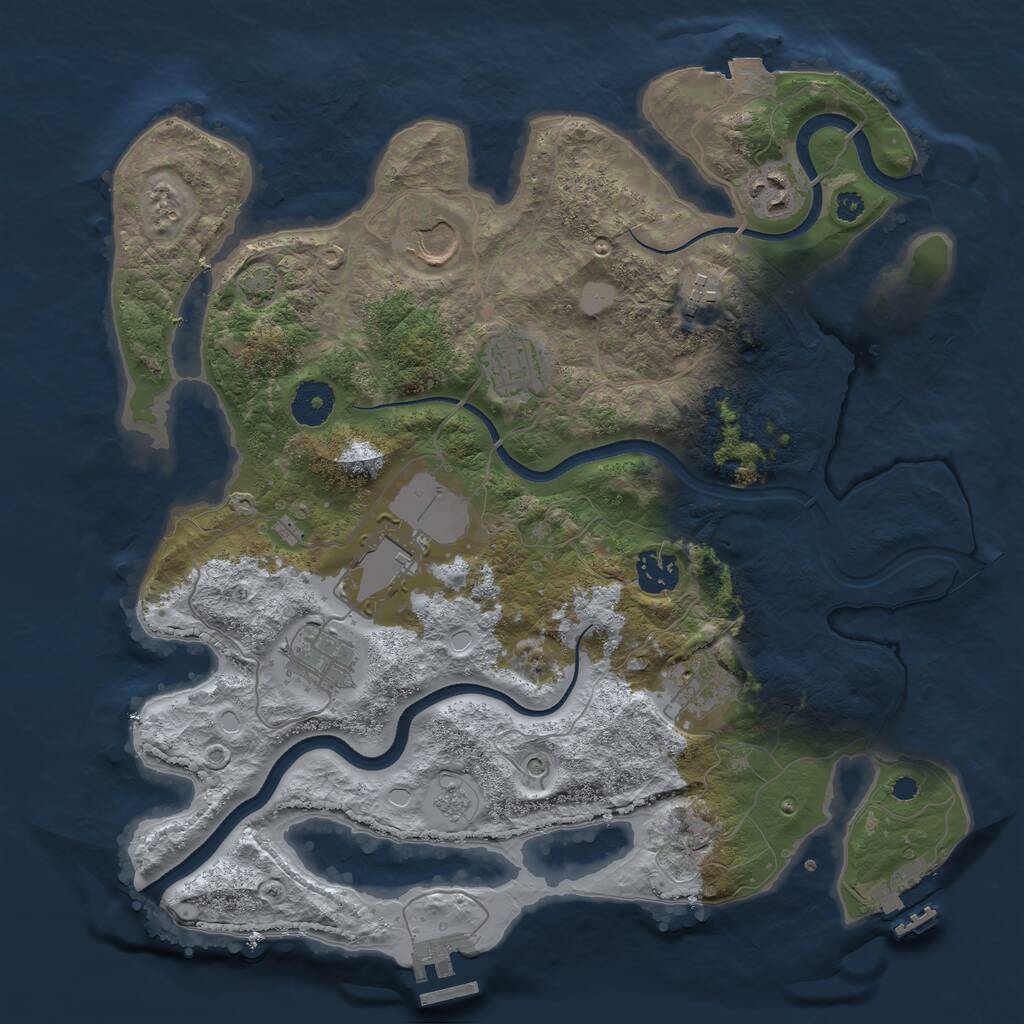 Rust Map: Procedural Map, Size: 3500, Seed: 956710293, 14 Monuments