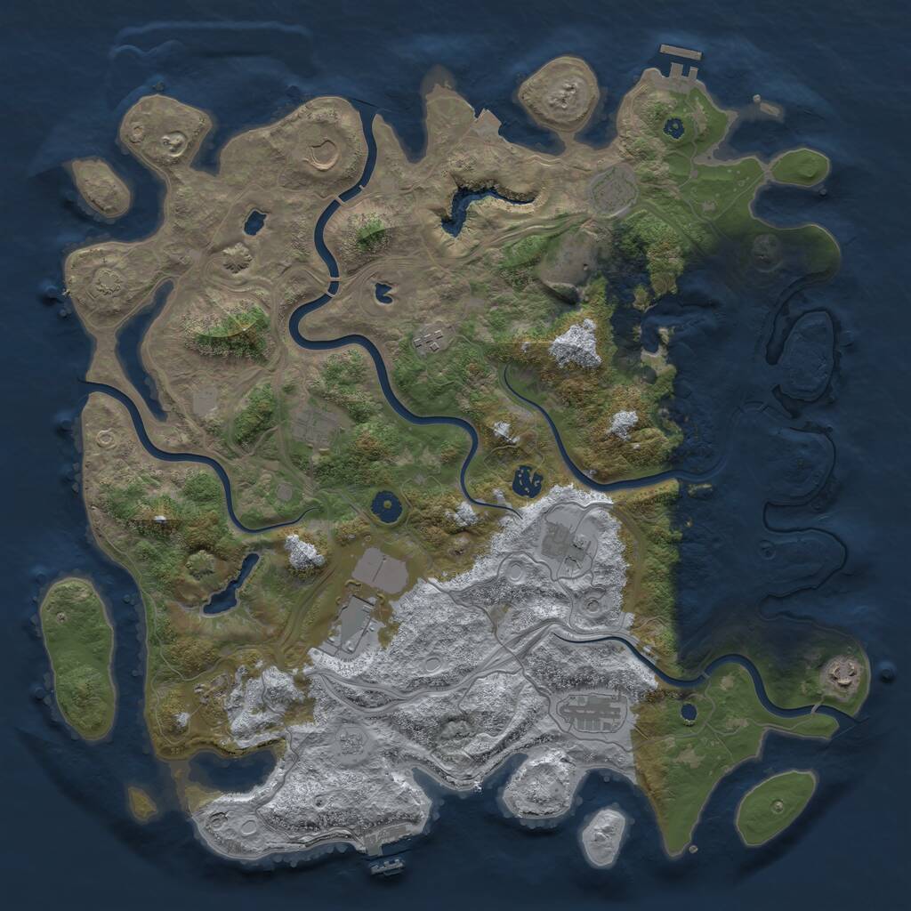 Rust Map: Procedural Map, Size: 4500, Seed: 166259504, 17 Monuments