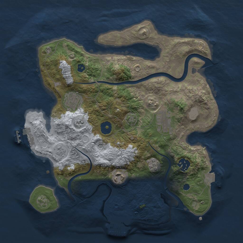 Rust Map: Procedural Map, Size: 3000, Seed: 20727, 11 Monuments