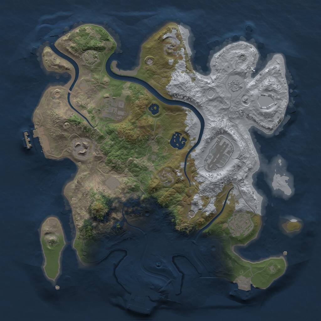 Rust Map: Procedural Map, Size: 3000, Seed: 1966097574, 11 Monuments