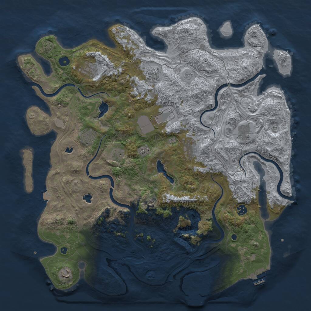 Rust Map: Procedural Map, Size: 4500, Seed: 229110, 16 Monuments