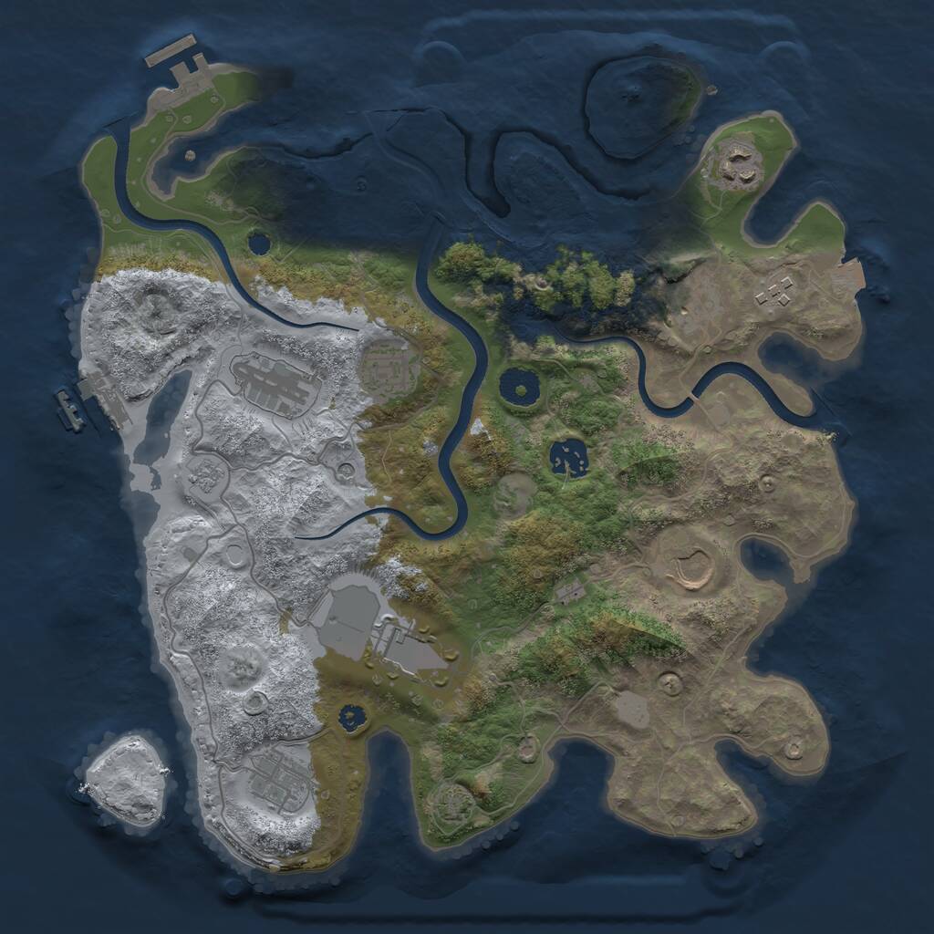 Rust Map: Procedural Map, Size: 3500, Seed: 41234214, 15 Monuments