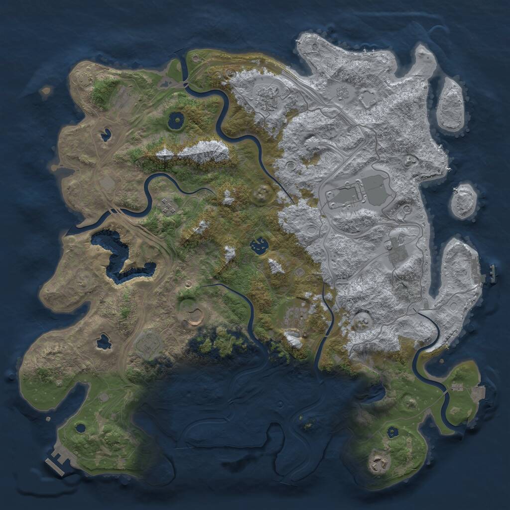 Rust Map: Procedural Map, Size: 4500, Seed: 527383013, 16 Monuments
