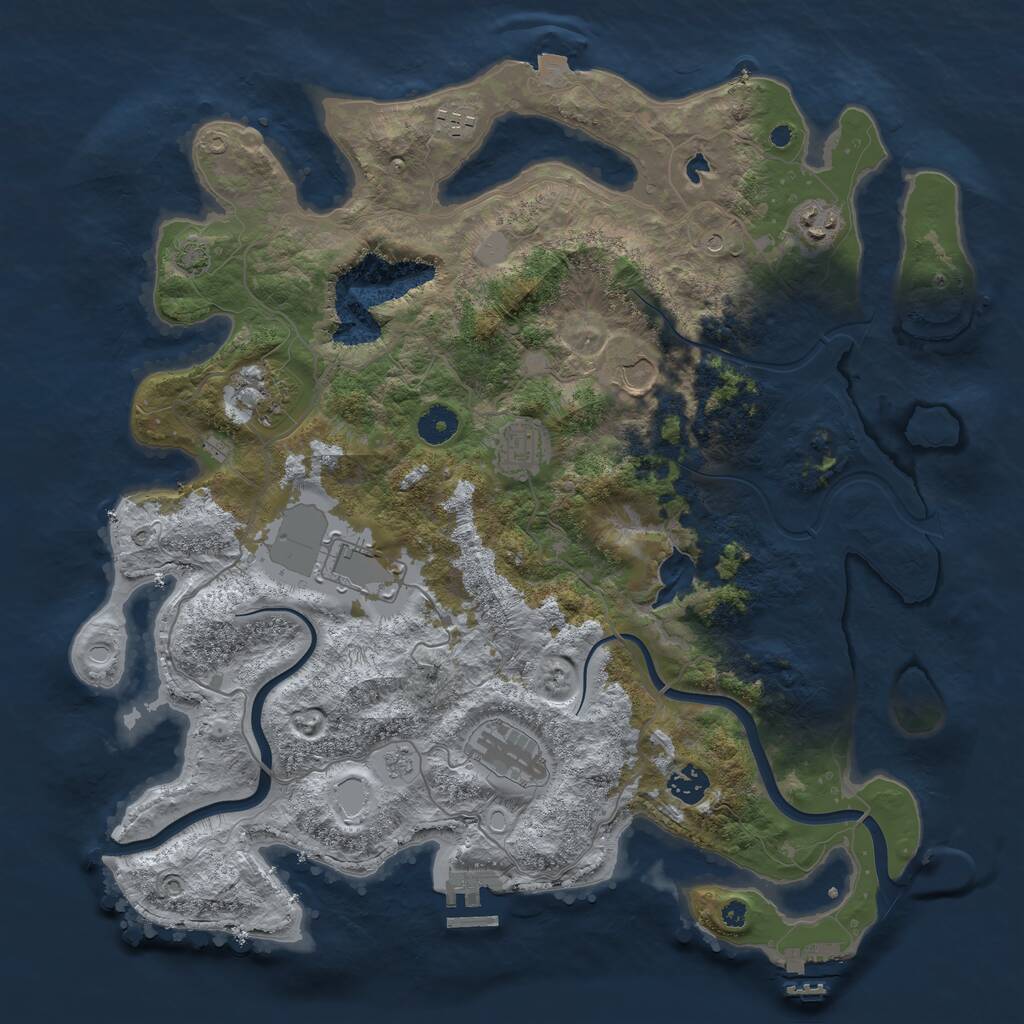 Rust Map: Procedural Map, Size: 4000, Seed: 1707375079, 14 Monuments