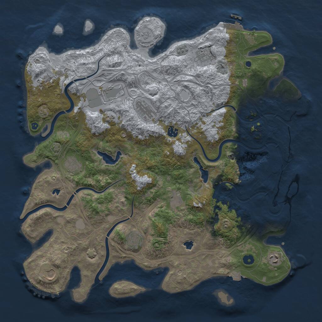 Rust Map: Procedural Map, Size: 4500, Seed: 3651144, 17 Monuments