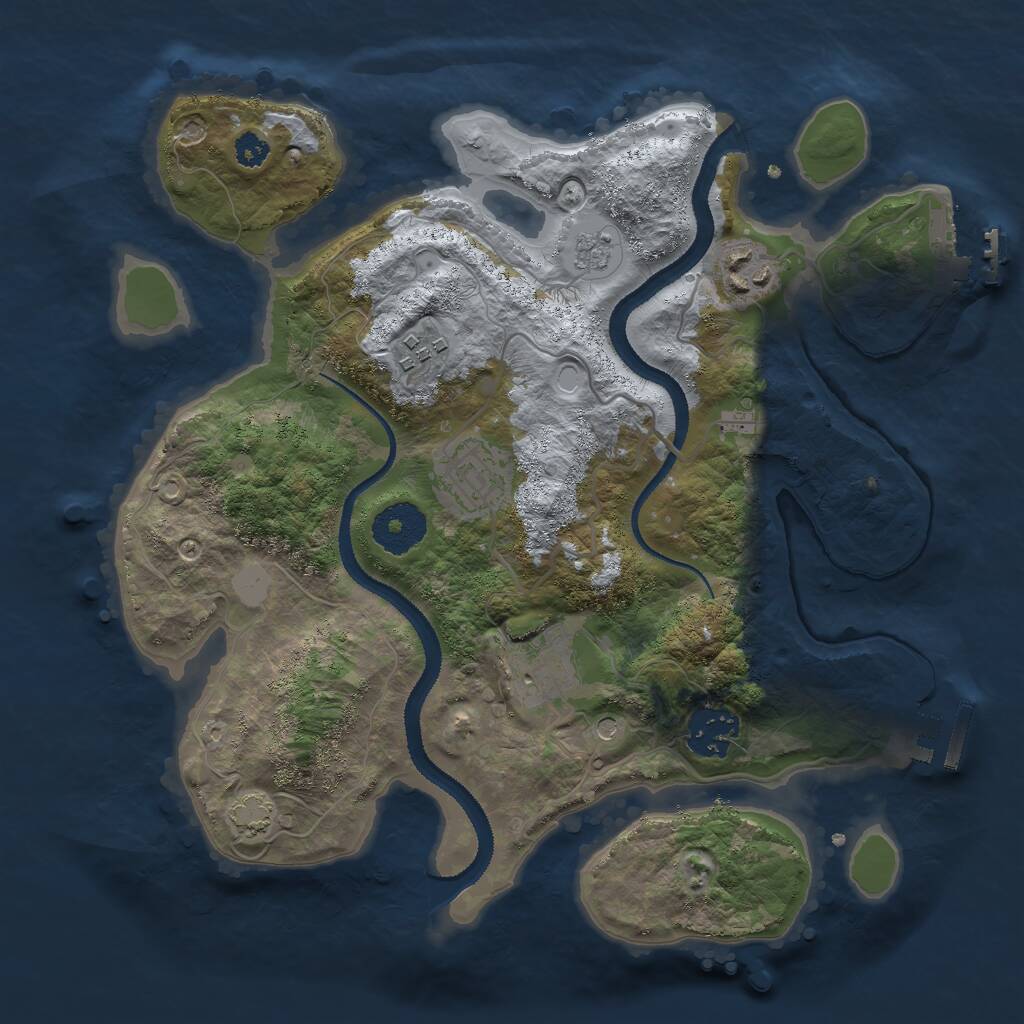 Rust Map: Procedural Map, Size: 3000, Seed: 74925, 11 Monuments