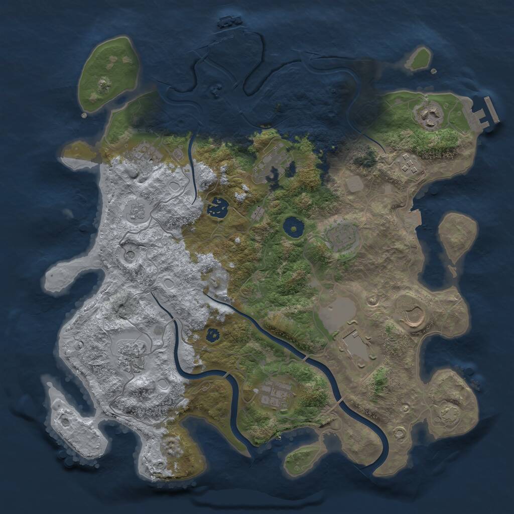 Rust Map: Procedural Map, Size: 3700, Seed: 296290, 16 Monuments