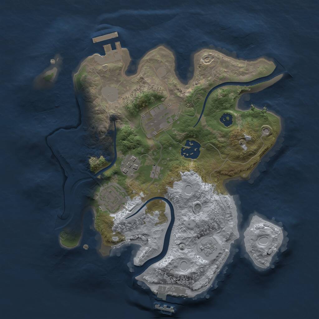 Rust Map: Procedural Map, Size: 2500, Seed: 2059283150, 8 Monuments