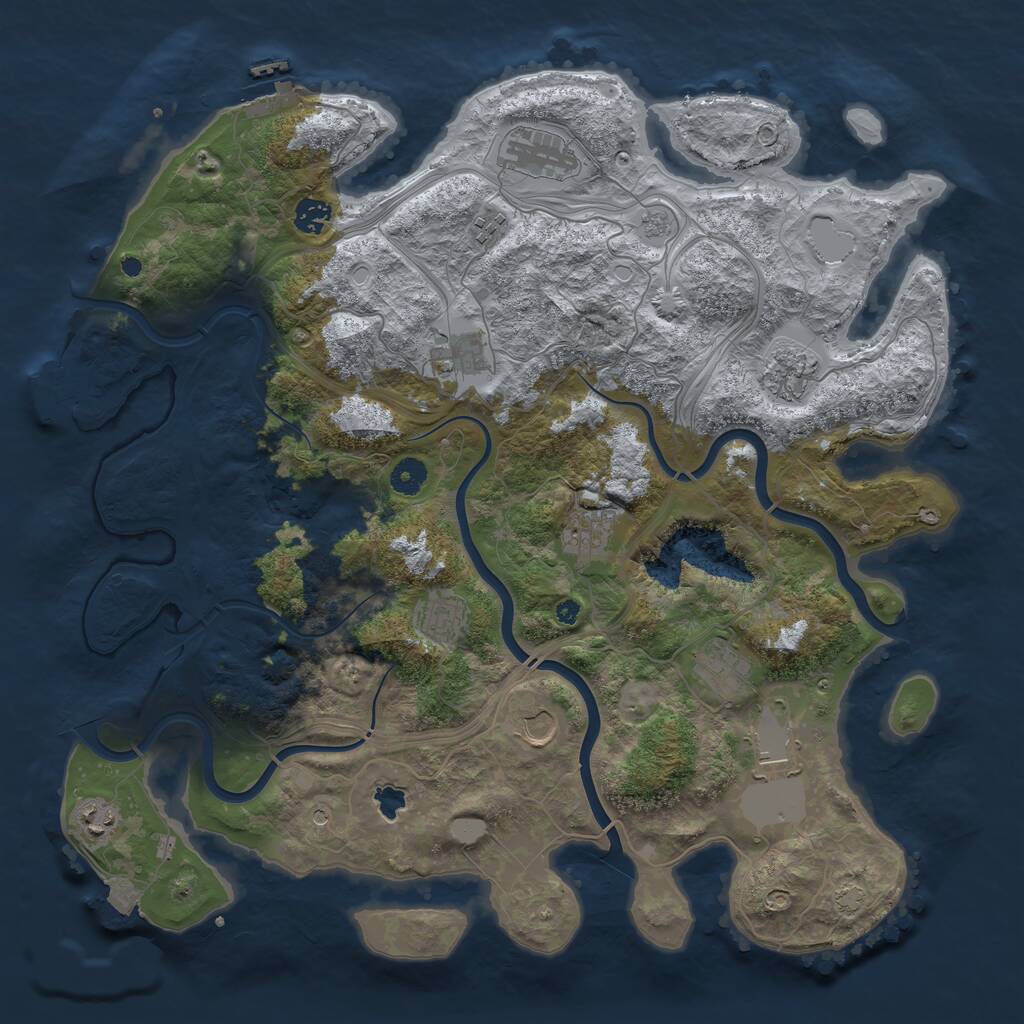 Rust Map: Procedural Map, Size: 4250, Seed: 327412224, 17 Monuments