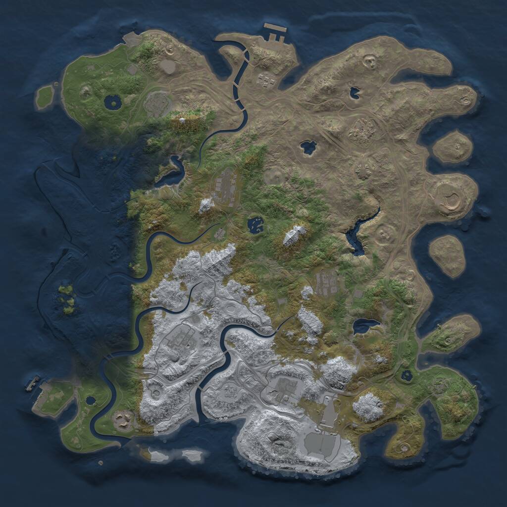 Rust Map: Procedural Map, Size: 4500, Seed: 437139453, 17 Monuments