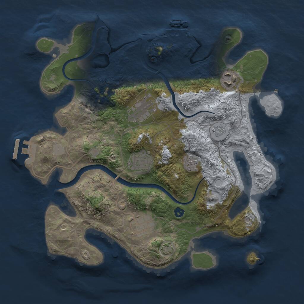 Rust Map: Procedural Map, Size: 3000, Seed: 3928075, 10 Monuments