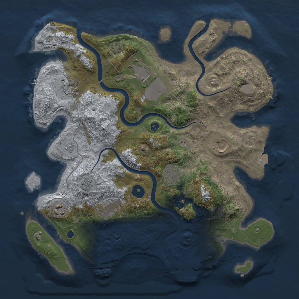 Rust Map: Procedural Map, Size: 3500, Seed: 2202018, 13 Monuments