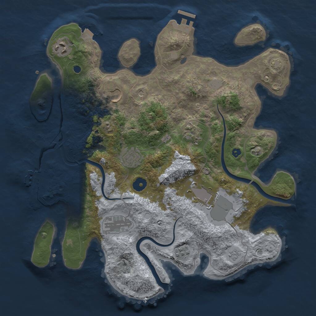 Rust Map: Procedural Map, Size: 3500, Seed: 20888642, 13 Monuments