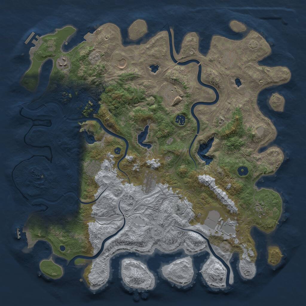 Rust Map: Procedural Map, Size: 4500, Seed: 83279007, 16 Monuments