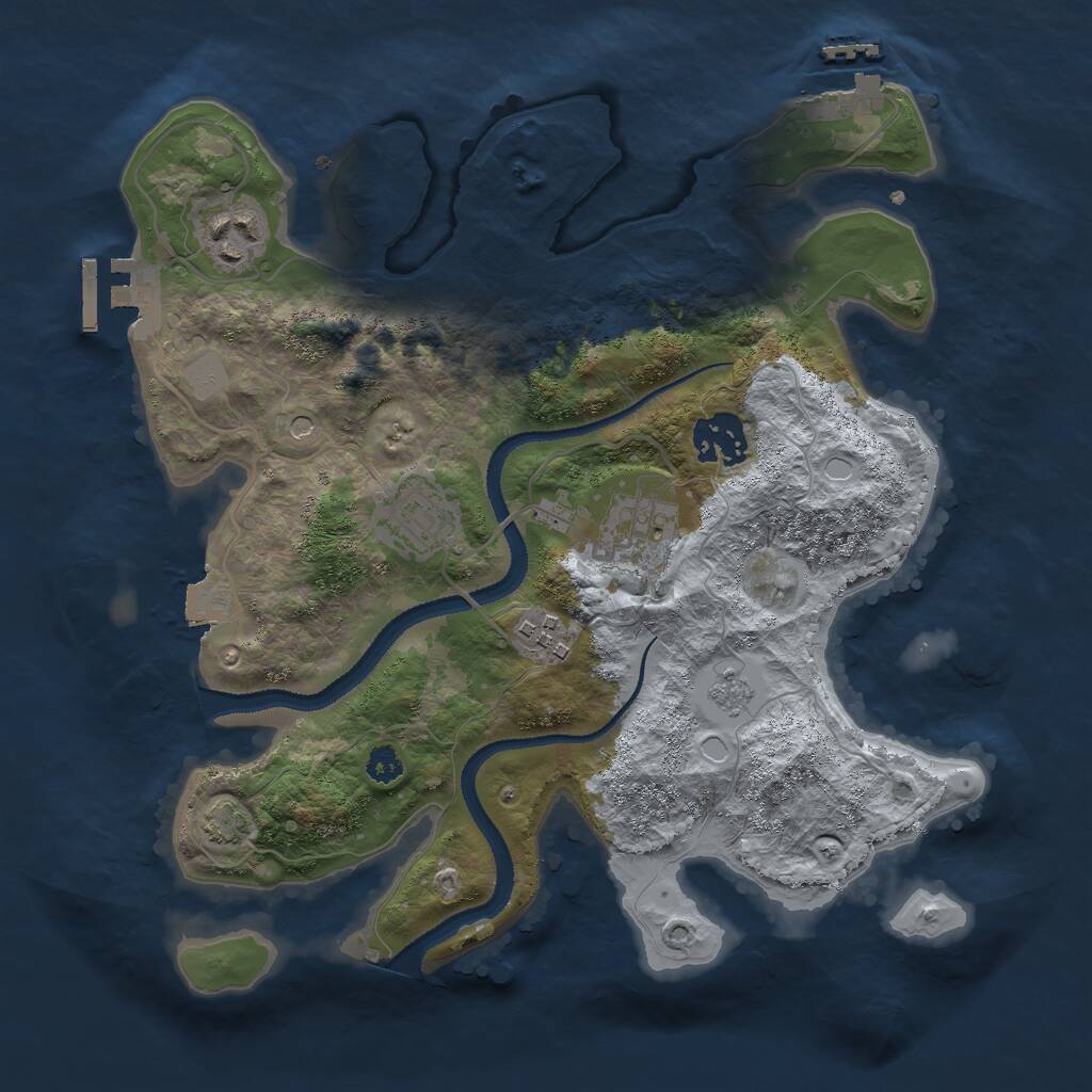 Rust Map: Procedural Map, Size: 3000, Seed: 9281075, 11 Monuments